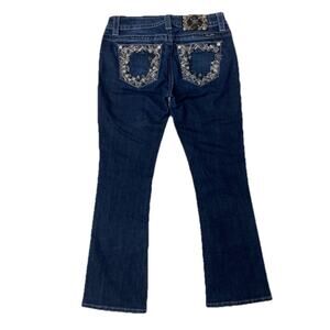 Miss Me Jeans Womens 27 (28x28) Mid Rise Easy Boot Dark Wash Embellished Denim